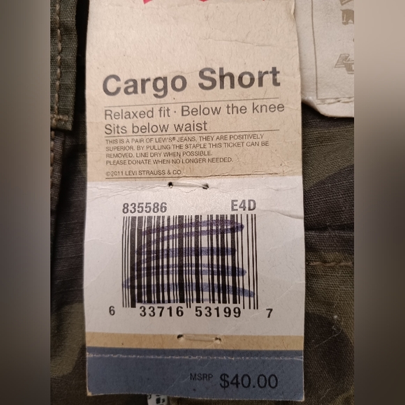 🆕 Levi's | Camouflage Relaxed Fit Cargo Shorts Boys Size 8 Waist 24 Adjustable - Picture 15 of 15